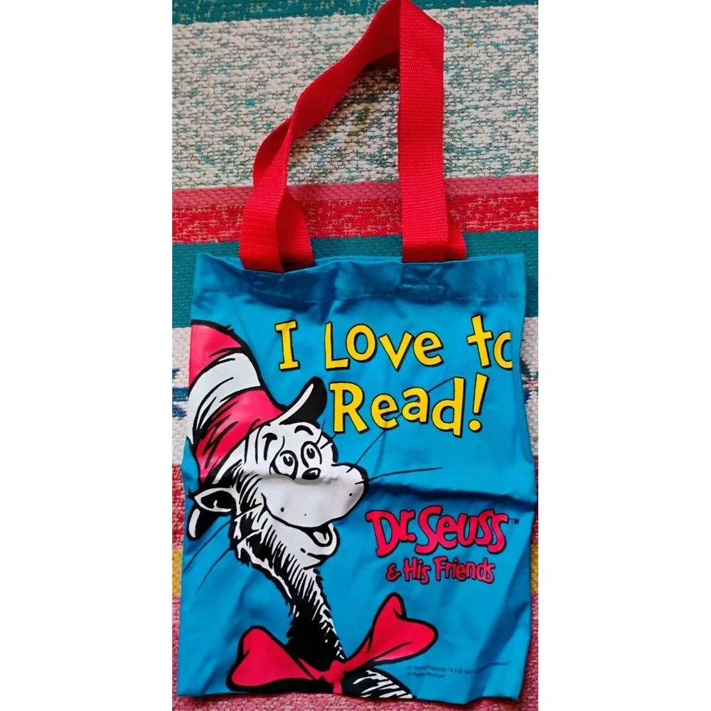 Dr. Seuss & His Friends I love to Read Tote Bag Book Bag The Cat In The Hat